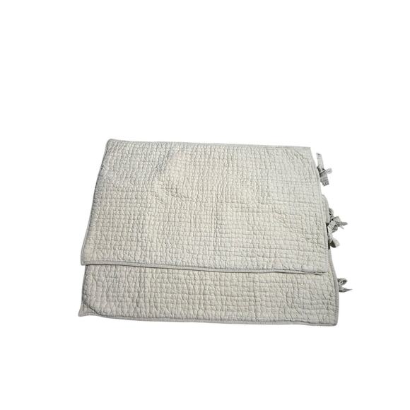 POTTERY BARN Set Of 2 Pick Stitch Handcrafted Cotton Linen Quilted King Shams - Picture 4 of 9